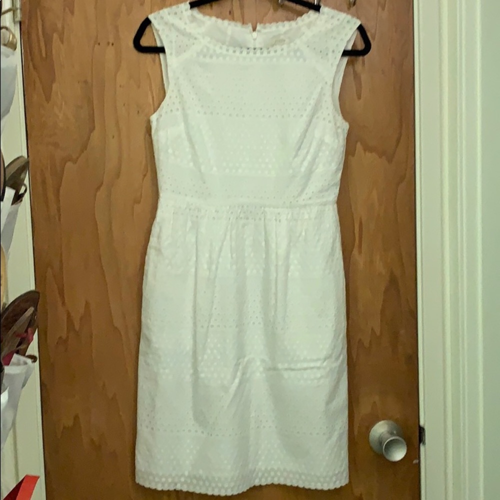 [J. Crew] white eyelet knee length dress